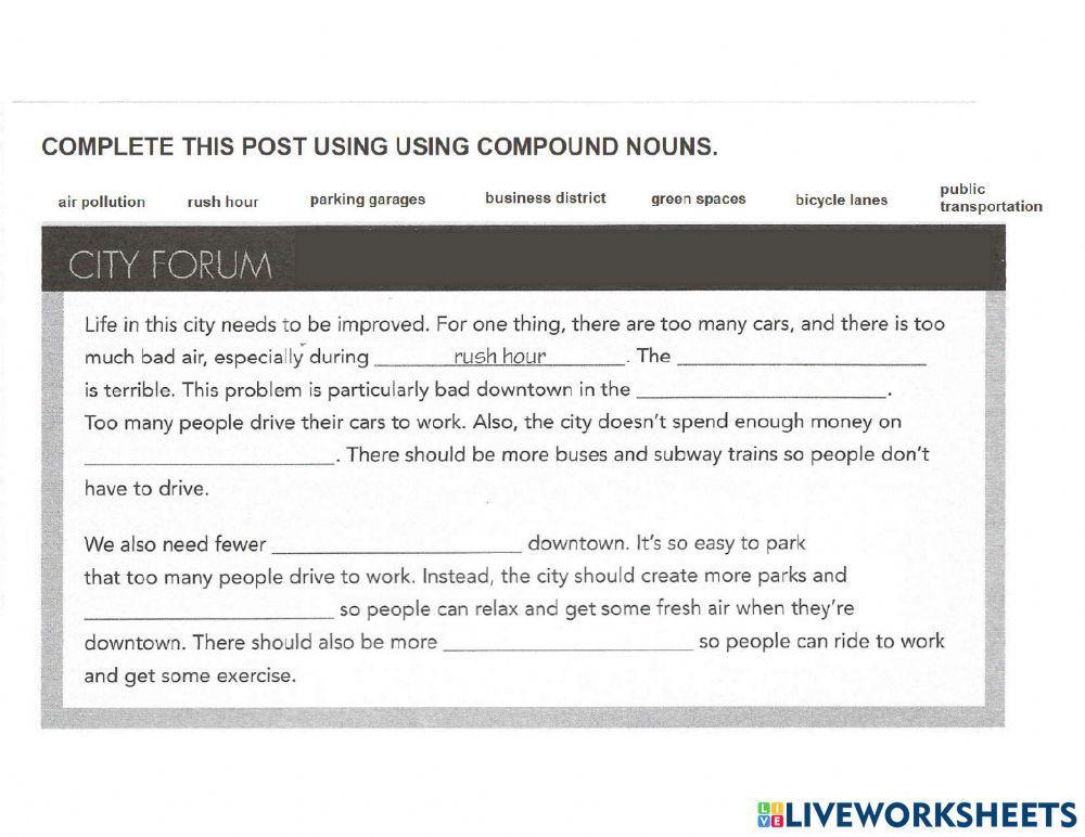 Compound nouns - City services
