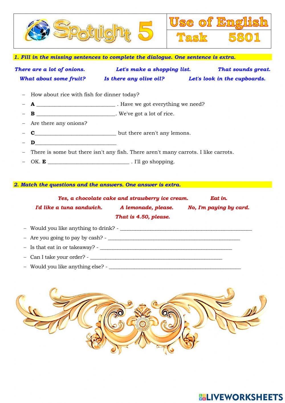 Spotlight 5 Task 5801