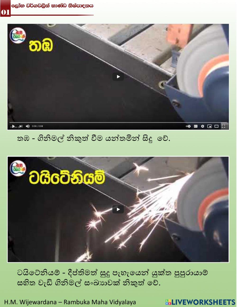 ලෝහ වර්ග හඳුනා ගනිමු
