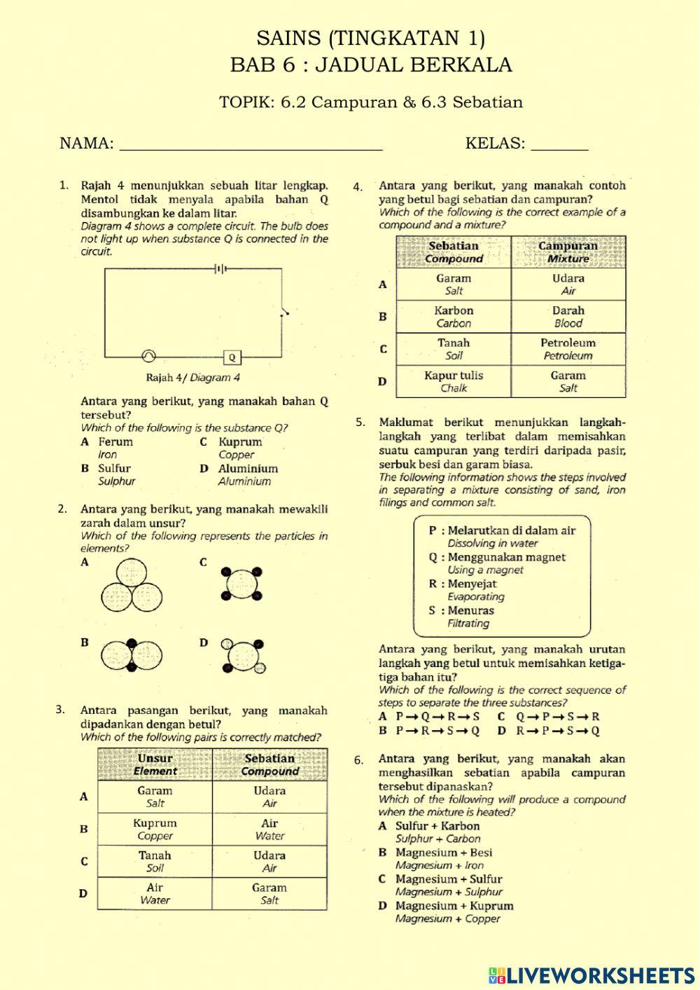 Campuran dan Sebatian