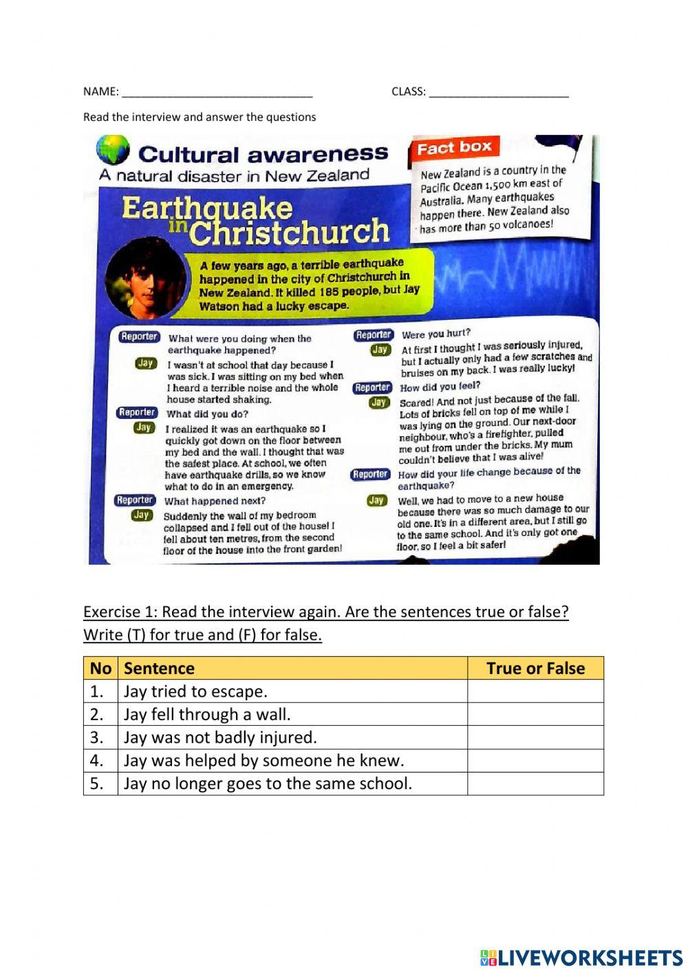 EARTHQUAKE IN CHRISTCHURCH: ANSWER THE QUESTIONS