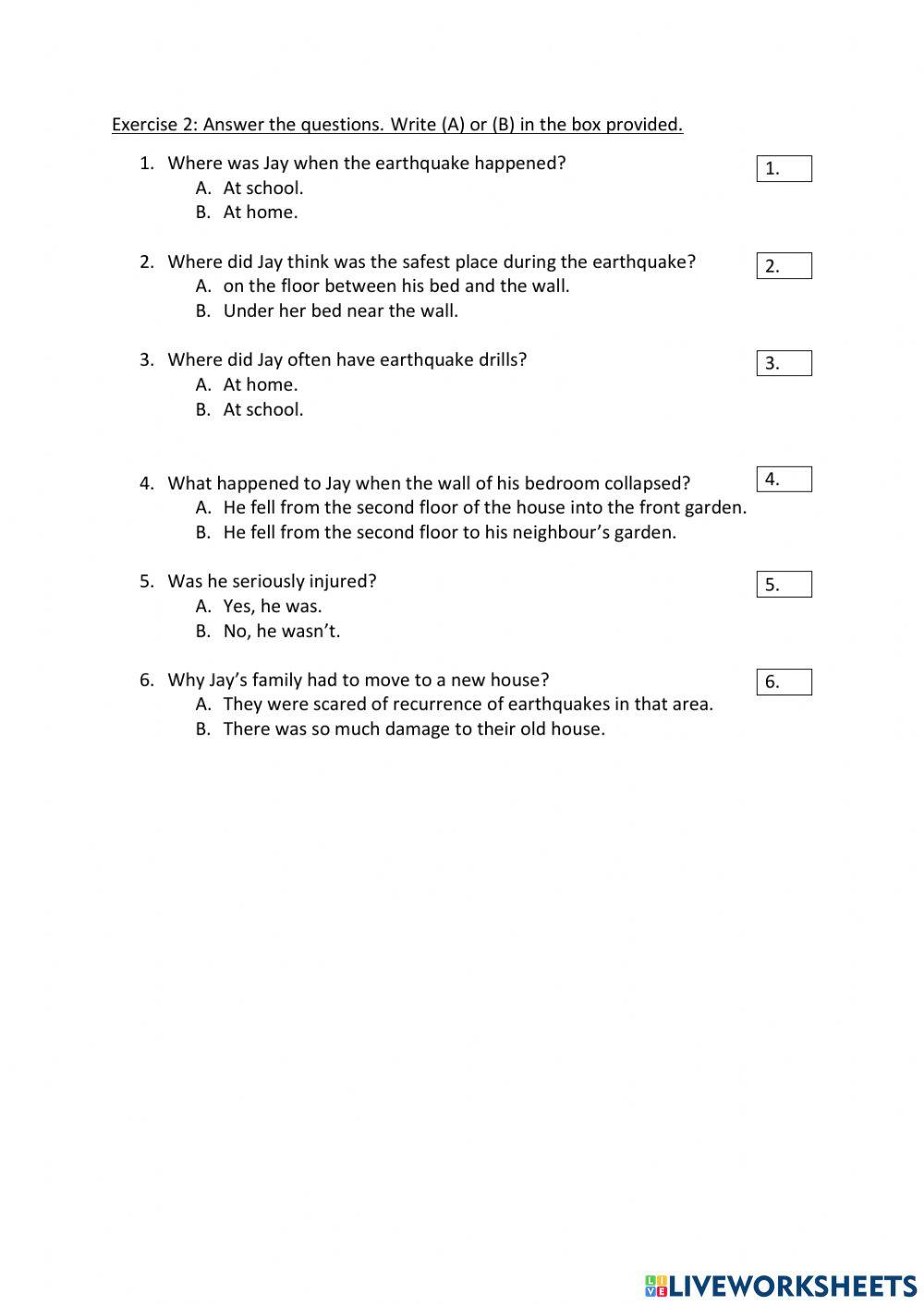 EARTHQUAKE IN CHRISTCHURCH: ANSWER THE QUESTIONS