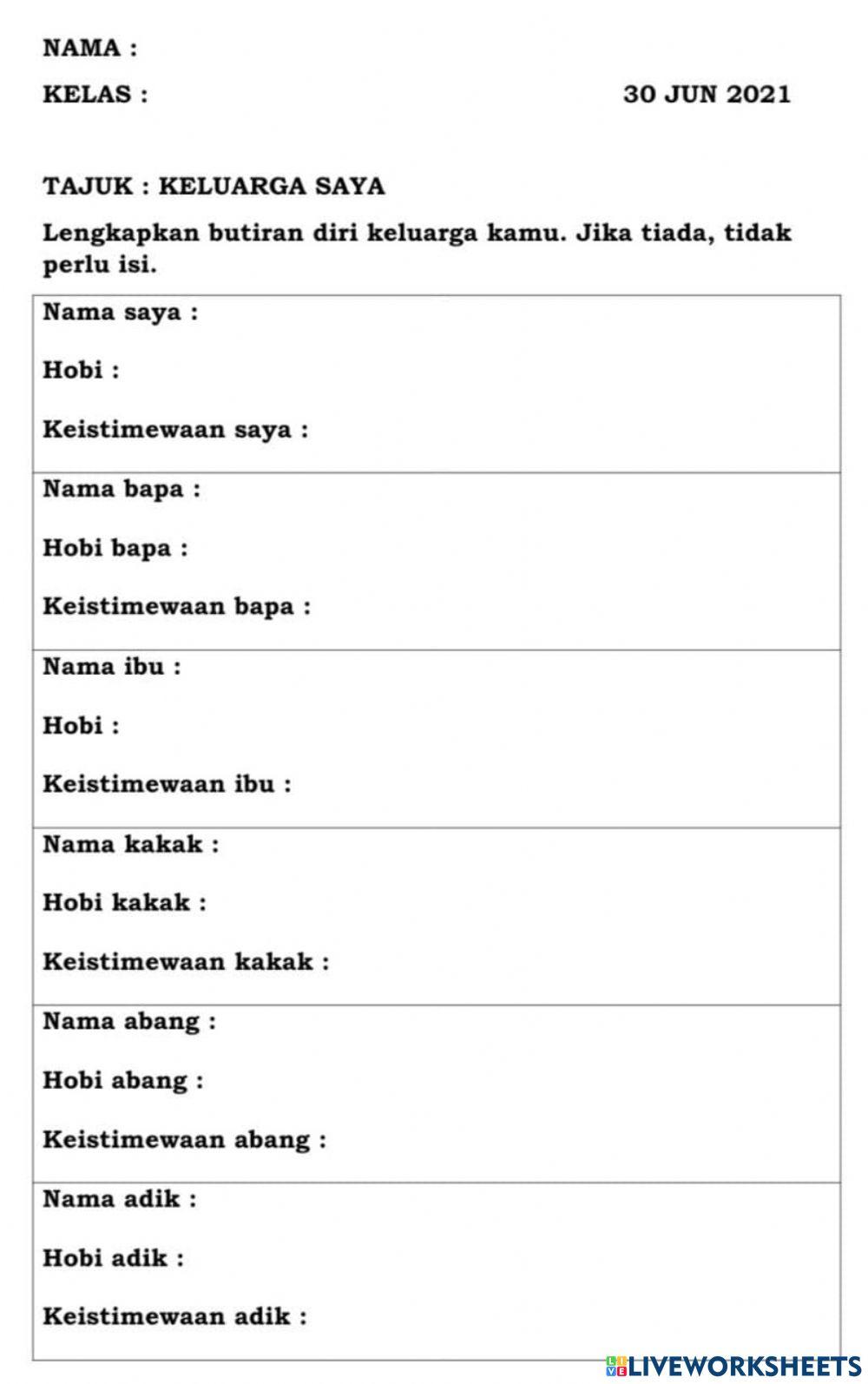 Keistimewaan Keluarga Saya