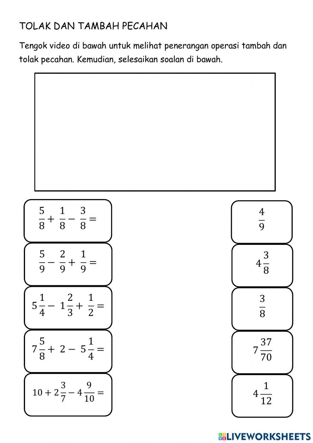 Tolak Dan Tambah Pecahan