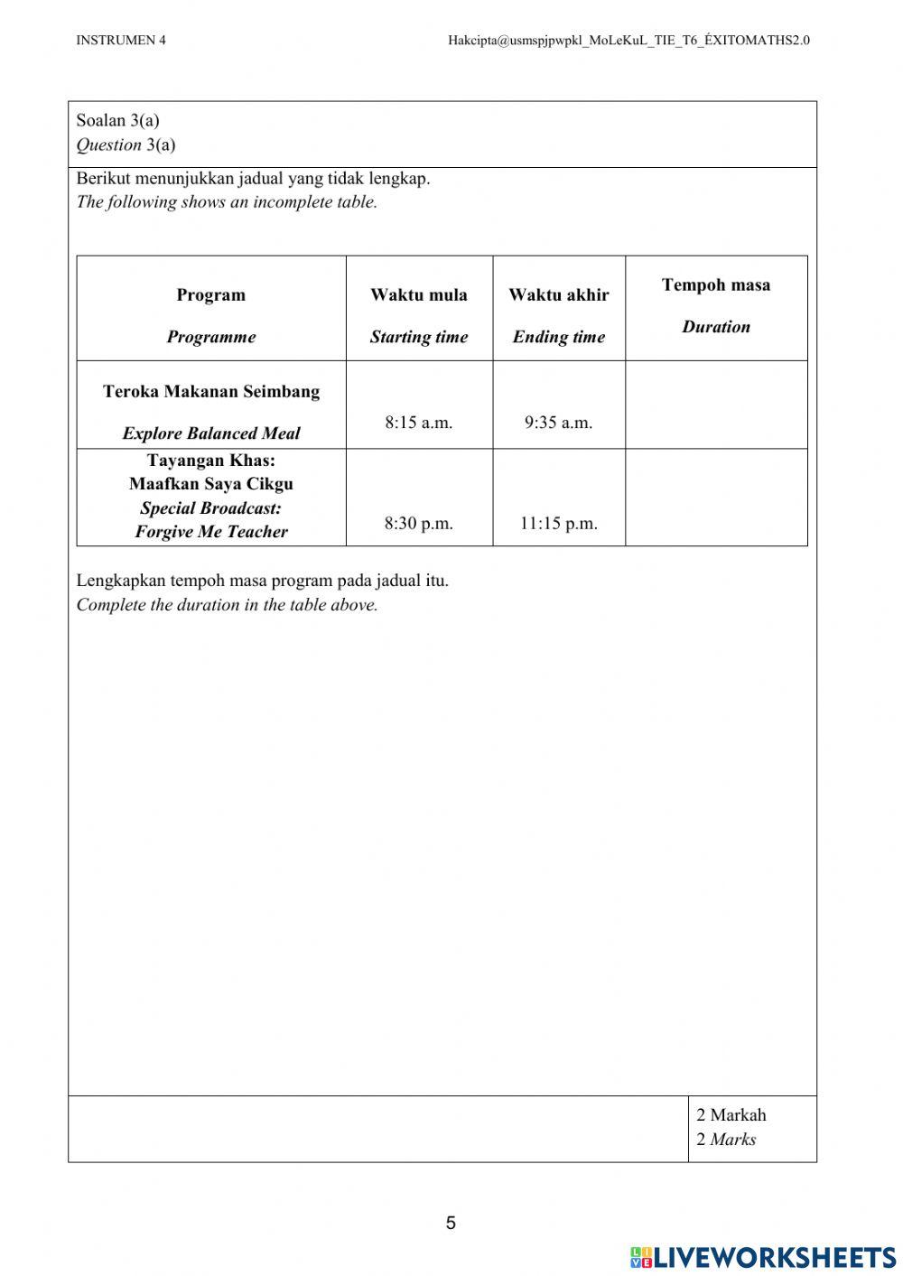 TIE Tahun 6 Instrumen 4