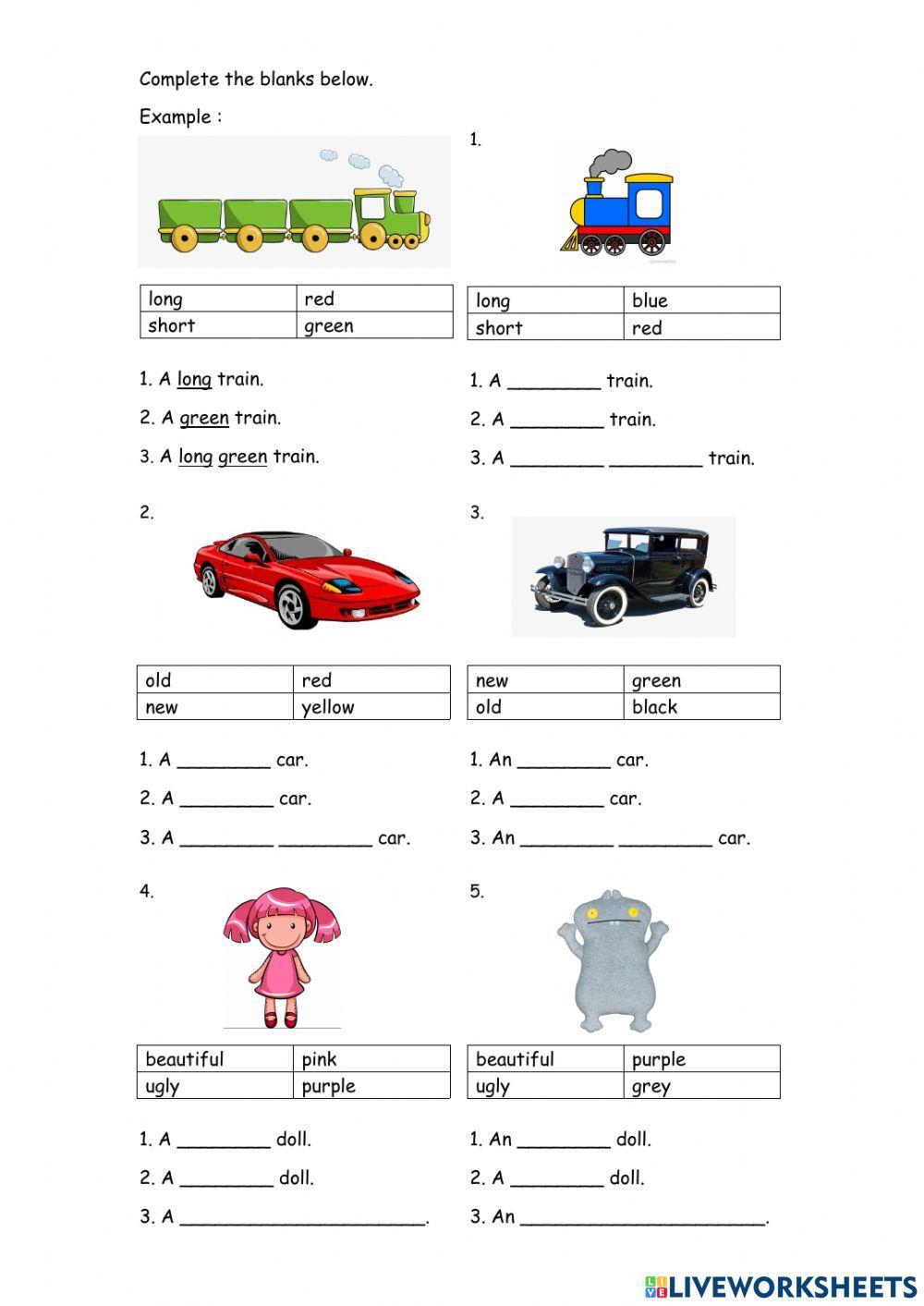Year 1 Superminds page 25 - adjectives writing exercise