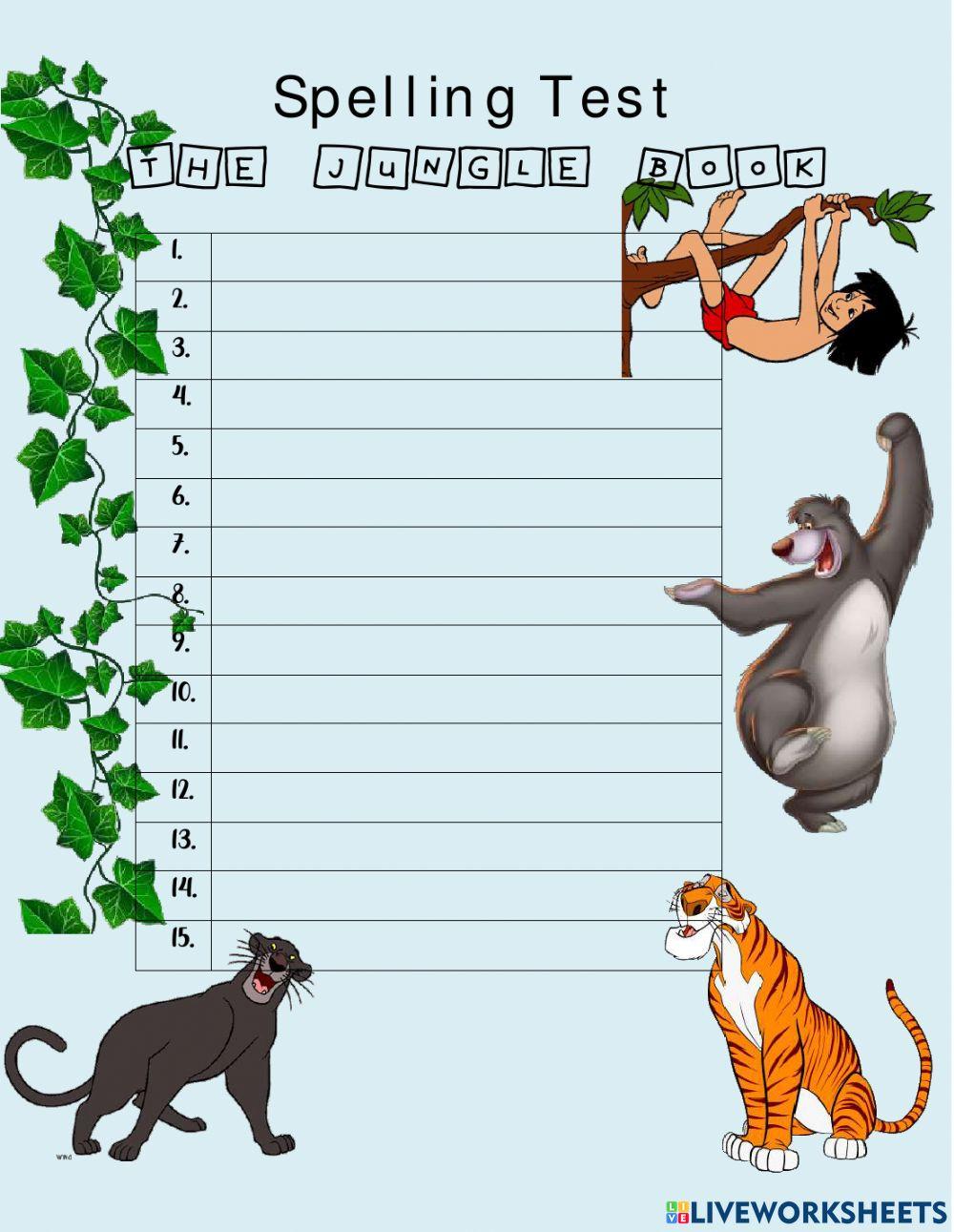 The Jungle Book Spelling Test