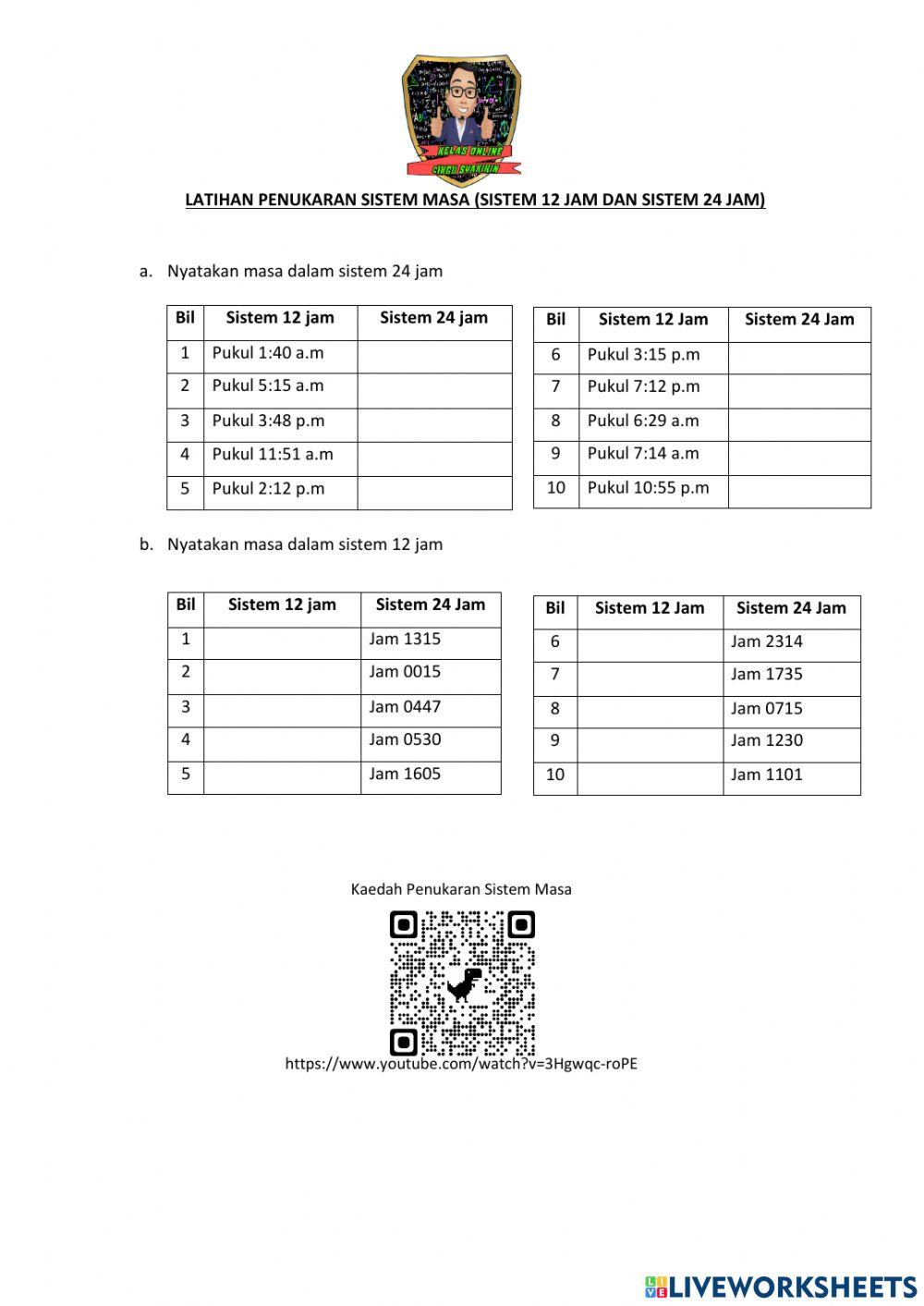 Penukaran sistem Masa (Masa dan Waktu)