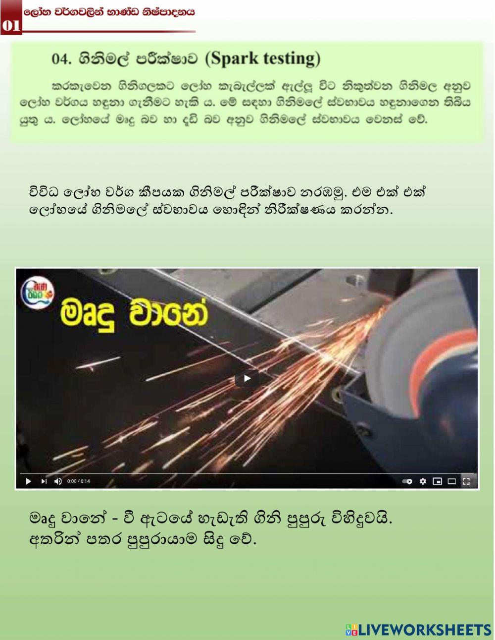 ලෝහ වර්ග හඳුනා ගනිමු