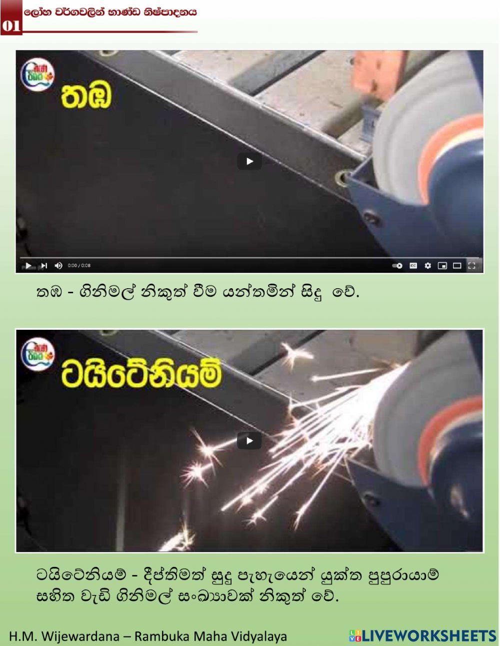 ලෝහ වර්ග හඳුනා ගනිමු