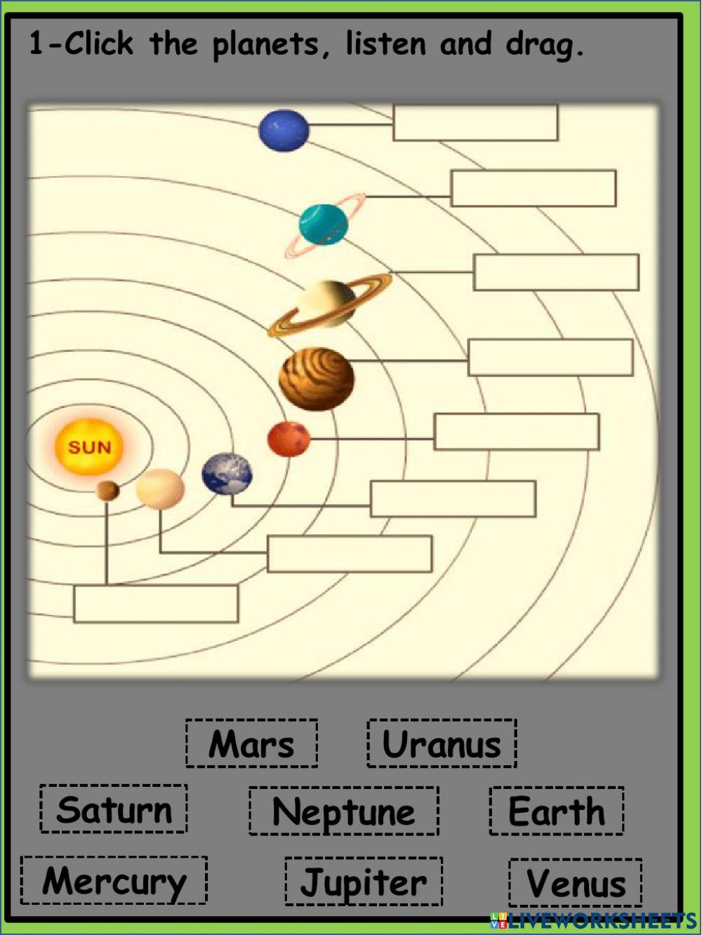 The Solar System interactive exercise for Grades 3-5 | Live Worksheets