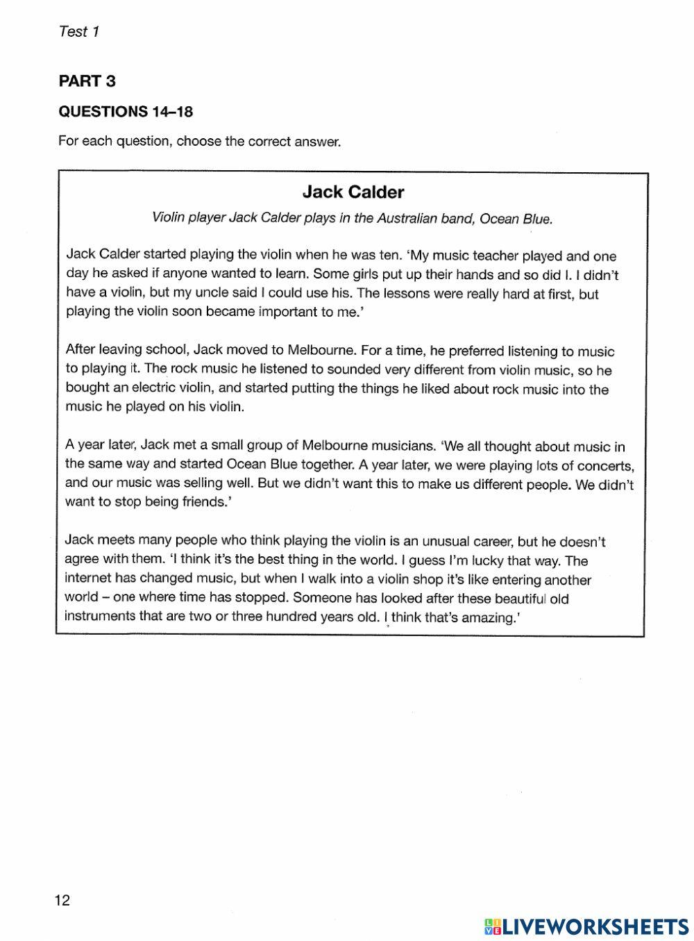 KET 1 - 2020 - Test 1 Reading - Writing