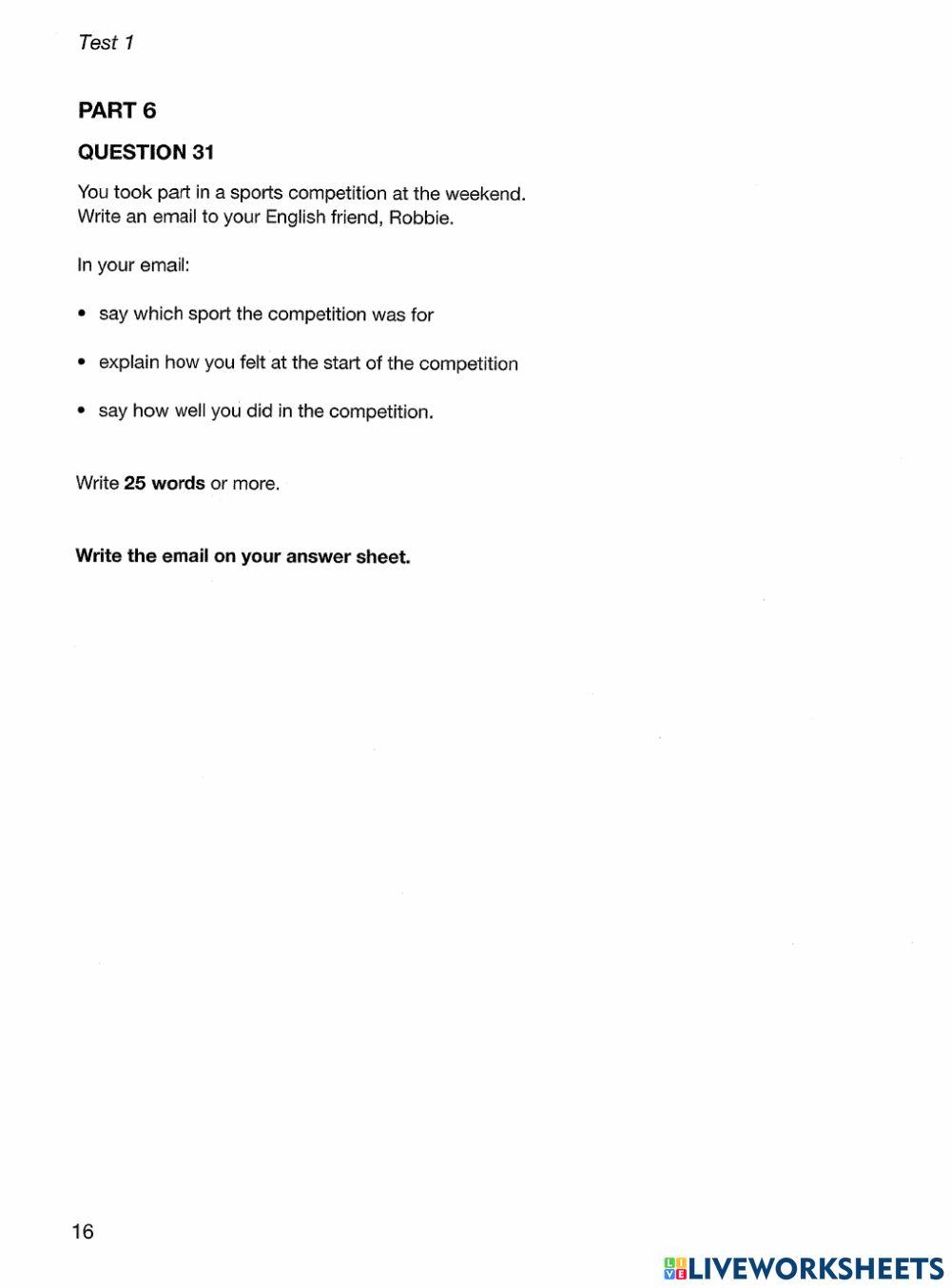 KET 1 - 2020 - Test 1 Reading - Writing