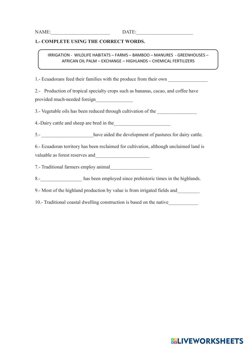 Agricultural and industtrial Ecuador