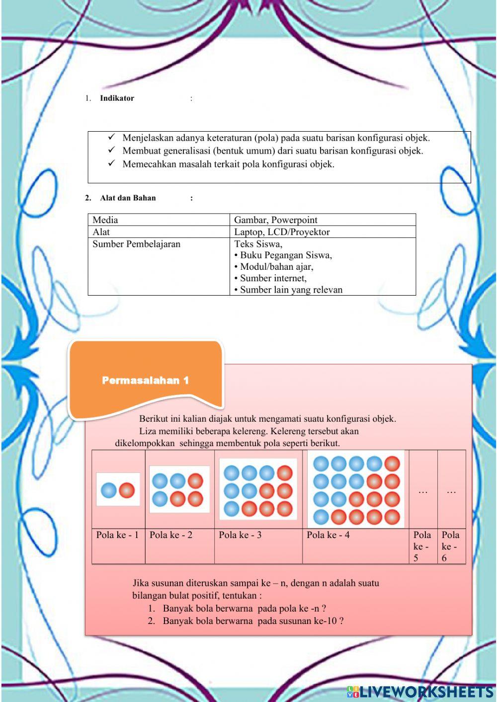 Membuat persamaan dari suatu barisan konfigurasi objek