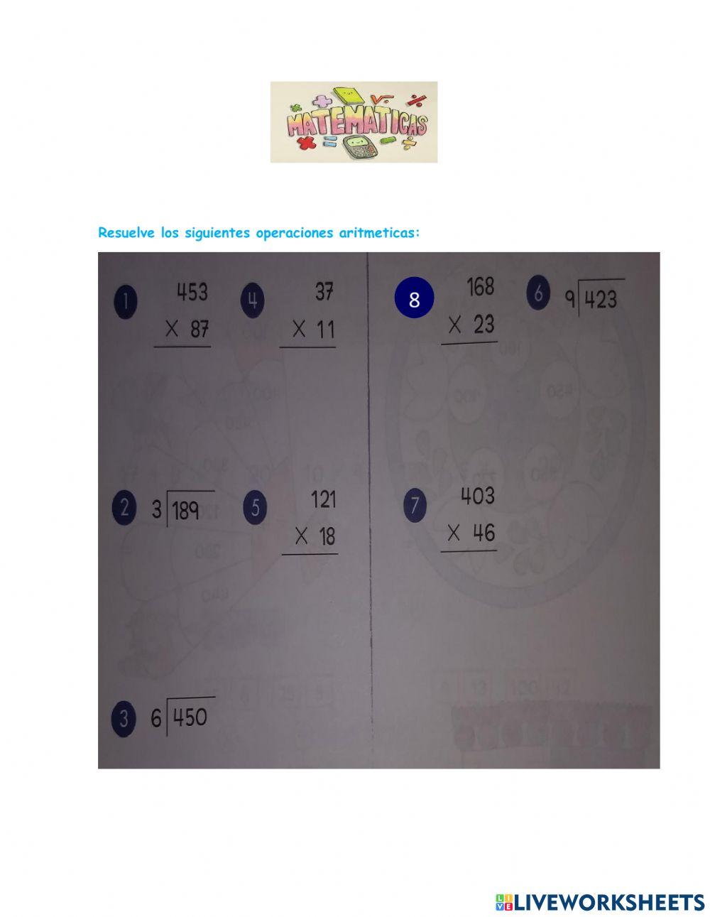 Operaciones aritméticas