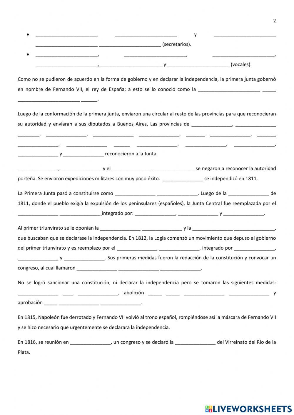 Clase  1 Del Virreinato a la declaración de la Independencia