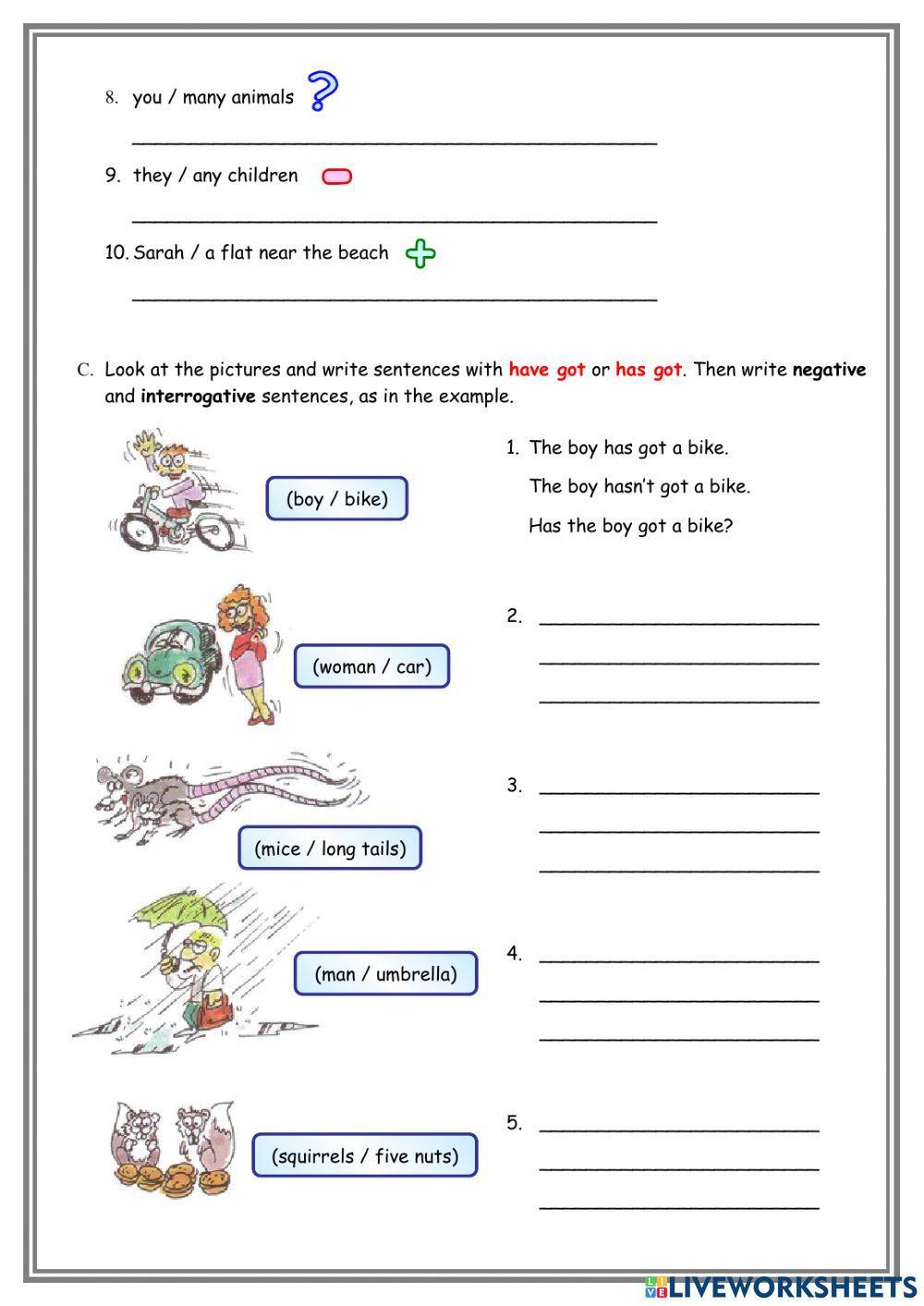 Have got - Affirmative, Interrogative and Negative forms