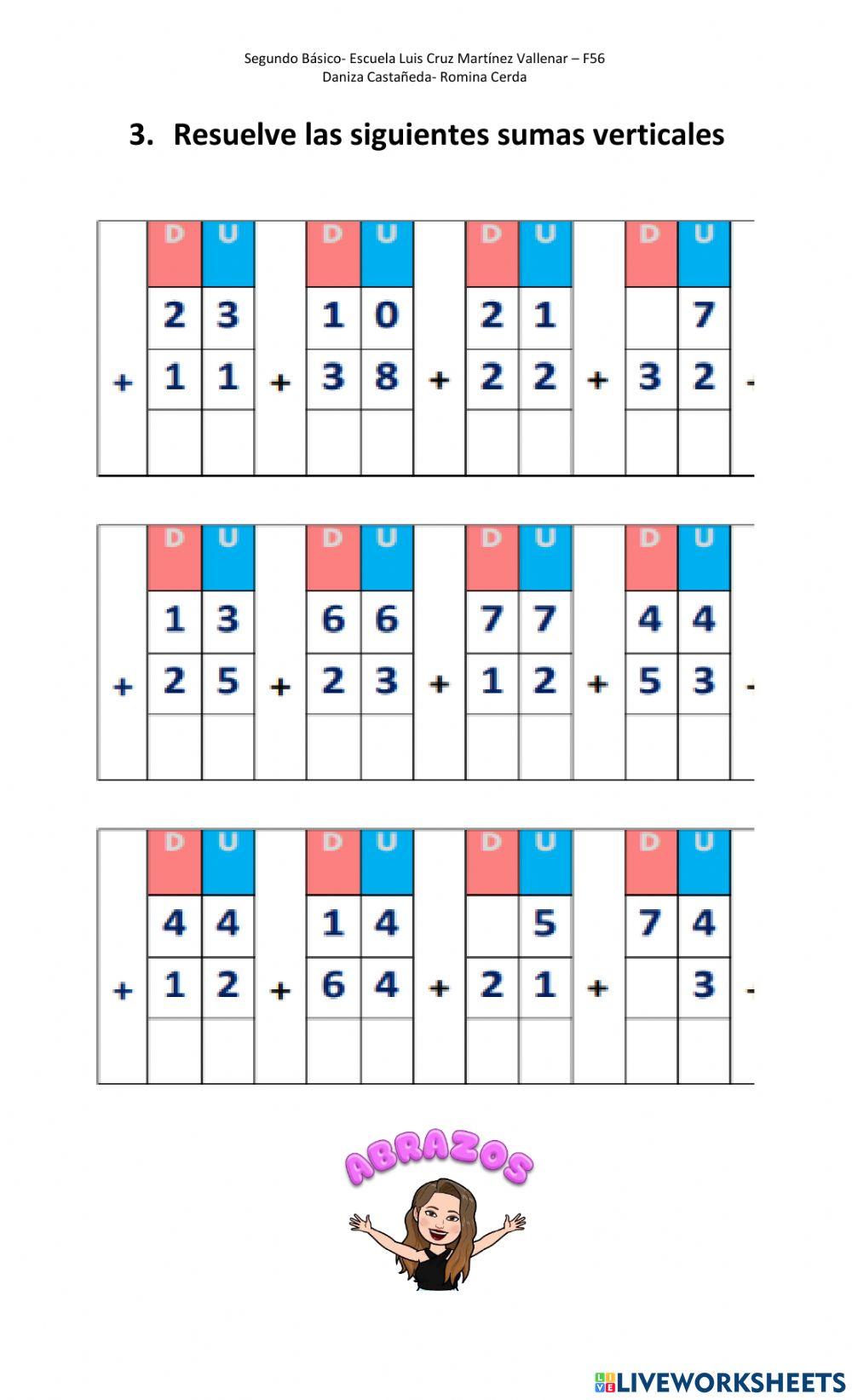 Evaluación sumas verticales