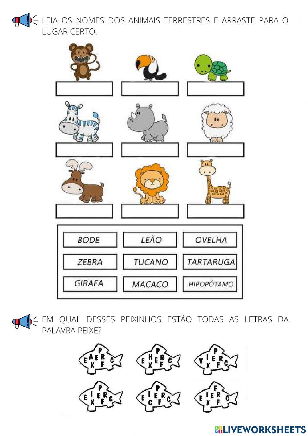 Animais aquáticos e terrestres