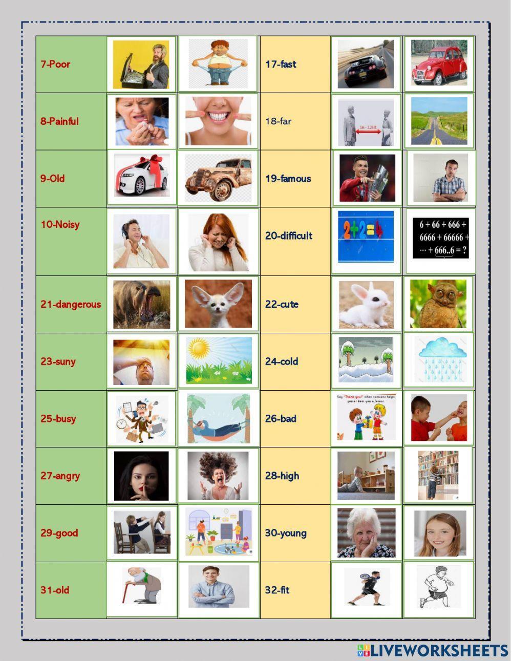 Exercise about adjectives