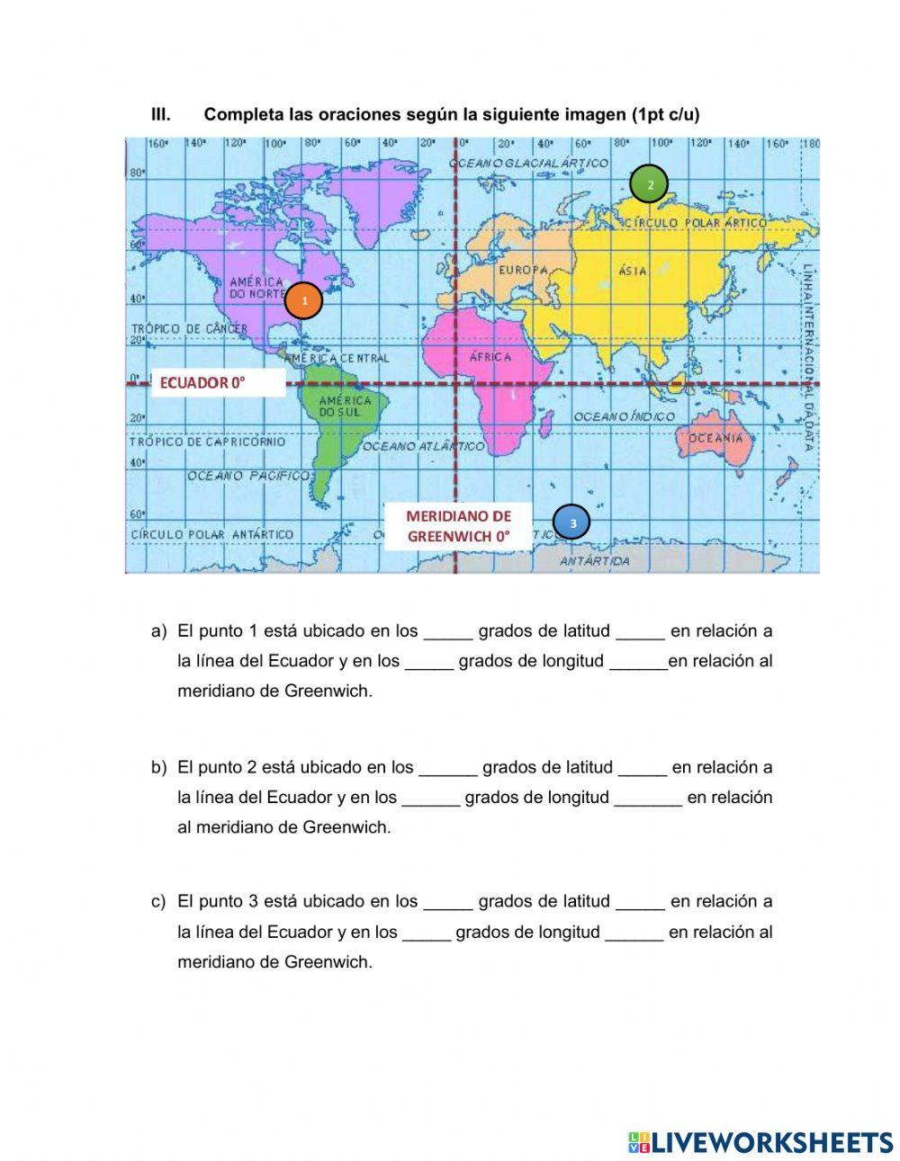 Prueba de Historia, geografía y Cs sociales worksheet