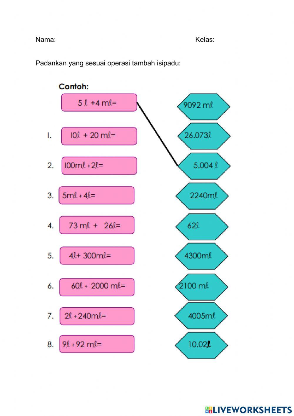 Matematik- penambahan isipadu cecair