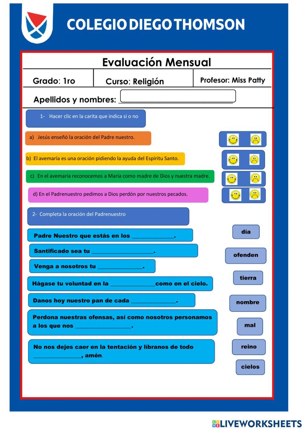 Evaluación de Religión