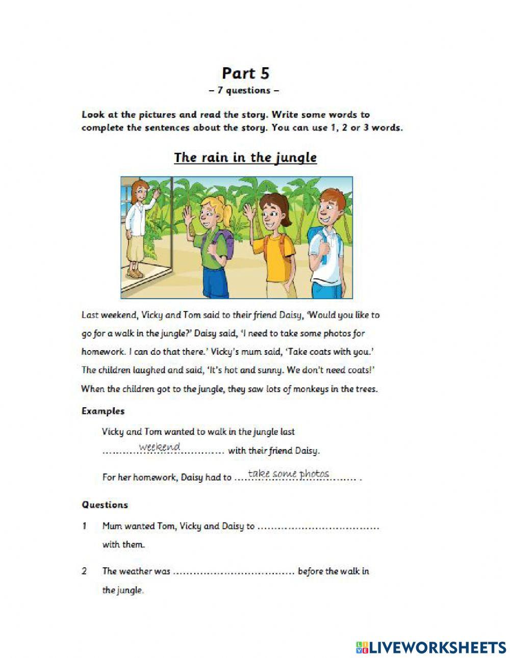 Movers Reading - Writing Part 1