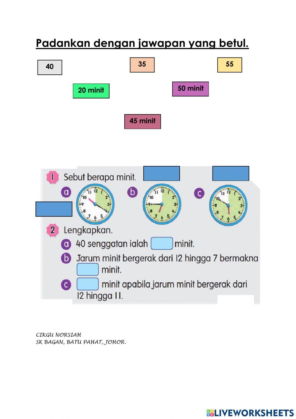 Matematik tahun 2 masa dan waktu