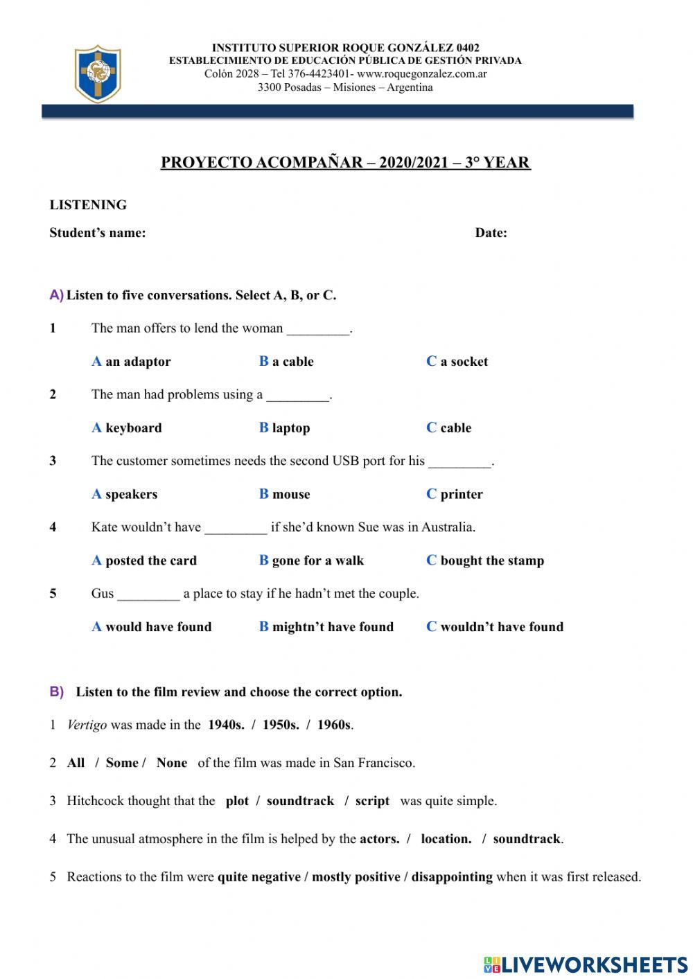 3rd year - Listening 2020-2021