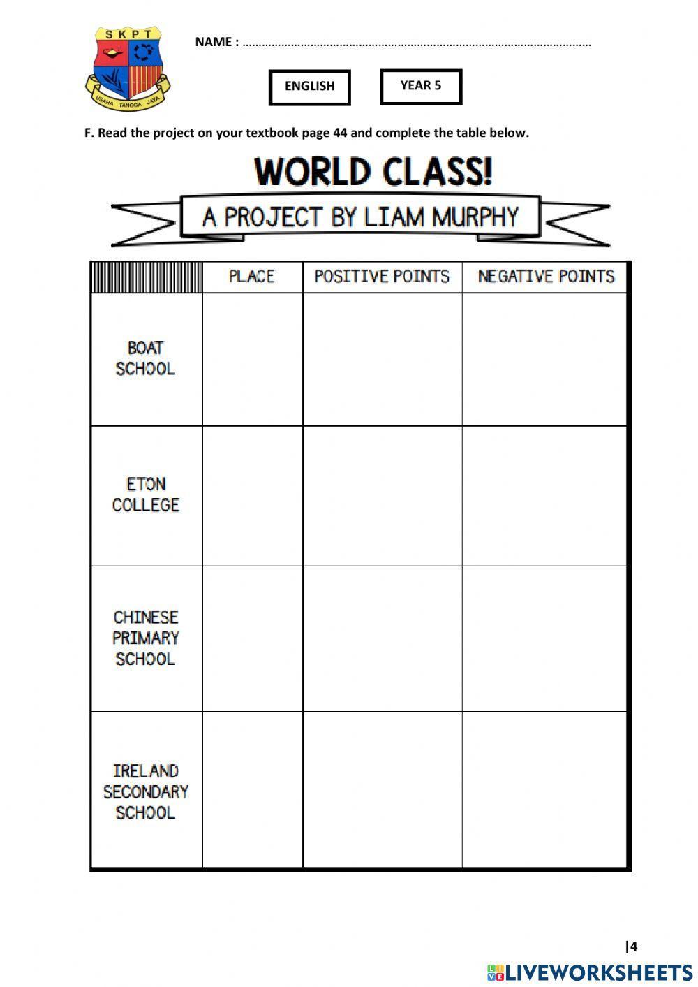 Year 5 Plus 1 - Unit 4 Learning World - Student's Book Page 44