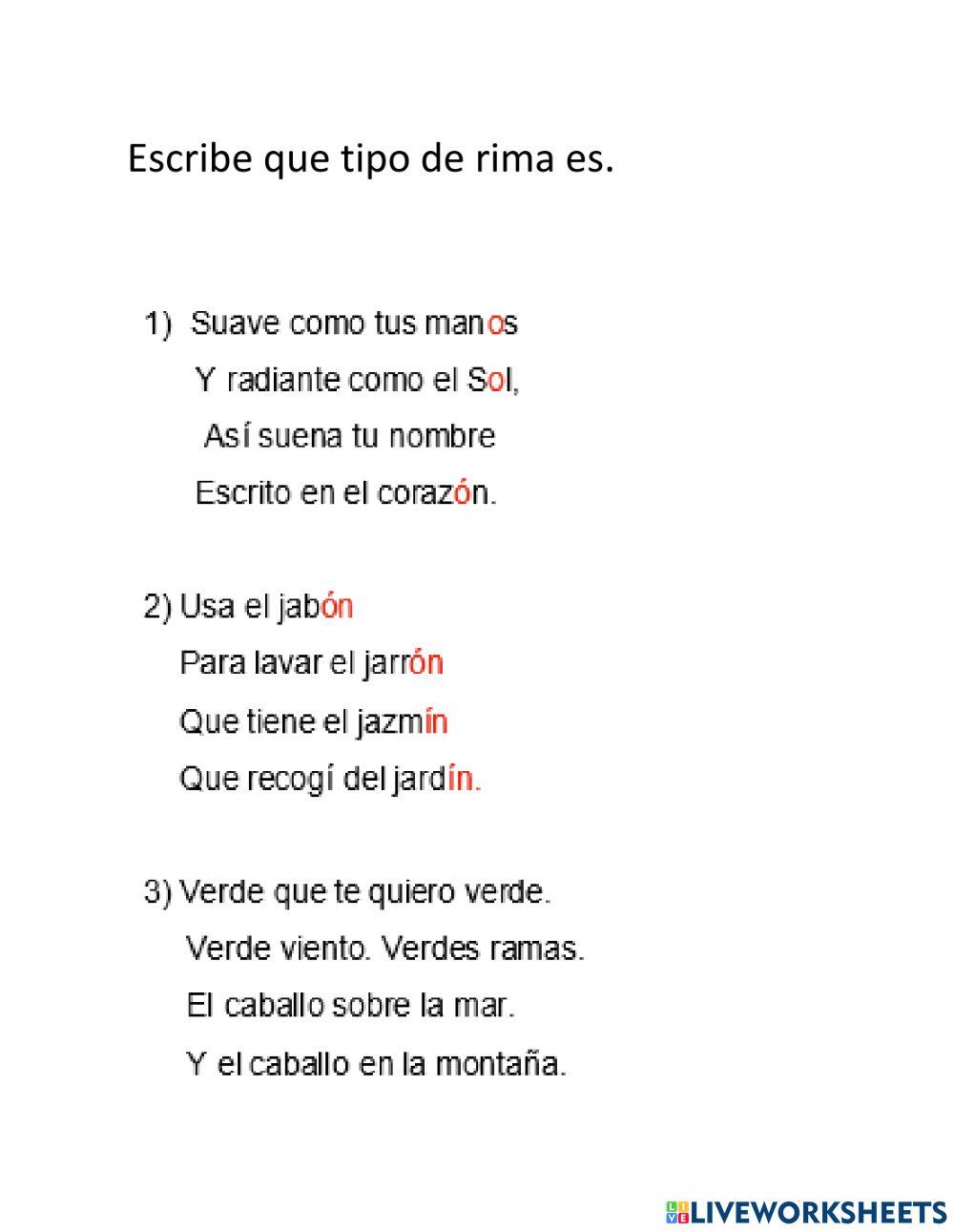 La rima interactive exercise for Primaria | Live Worksheets