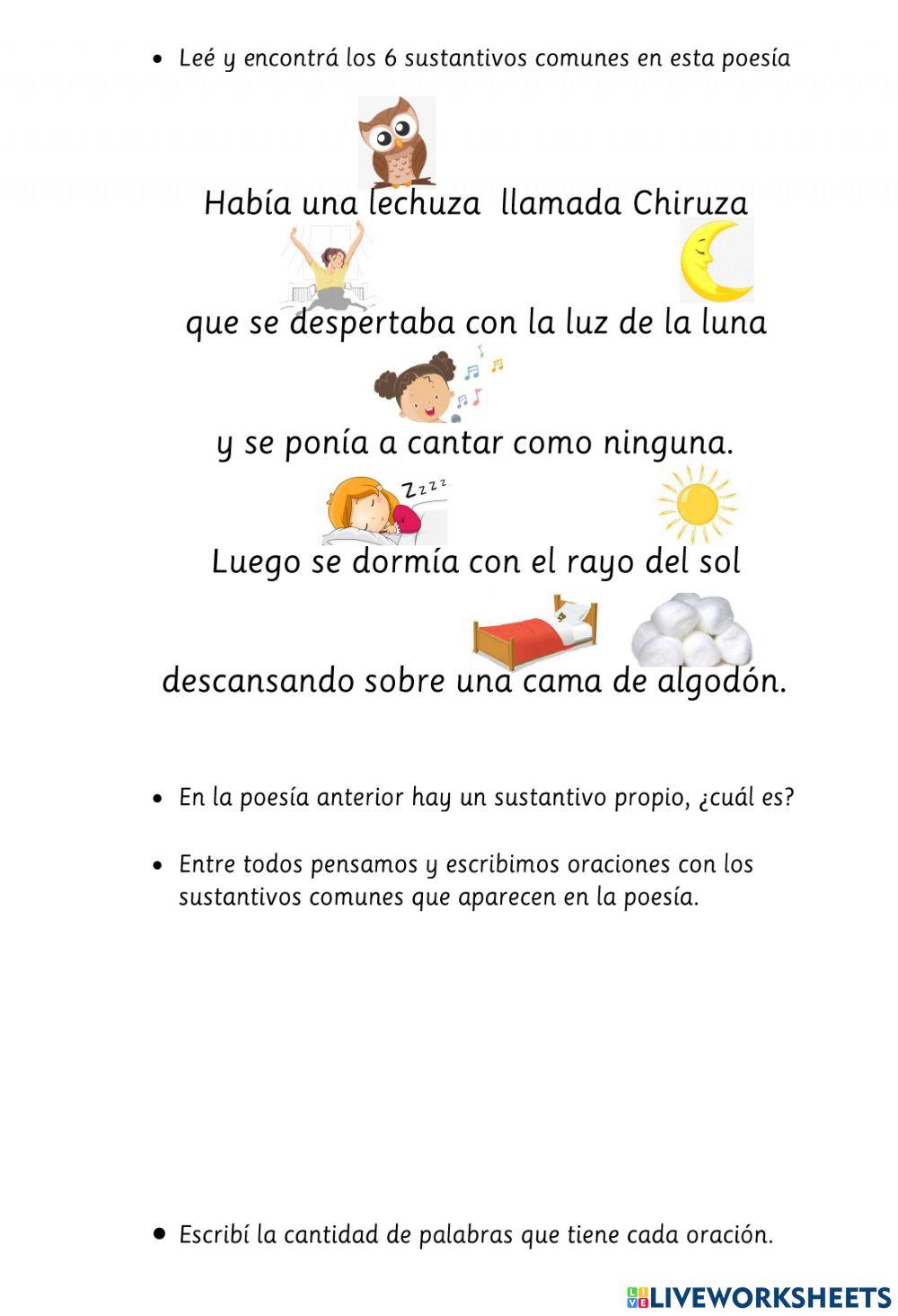 Sustantivos y oraciones Sustantivos y oraciones