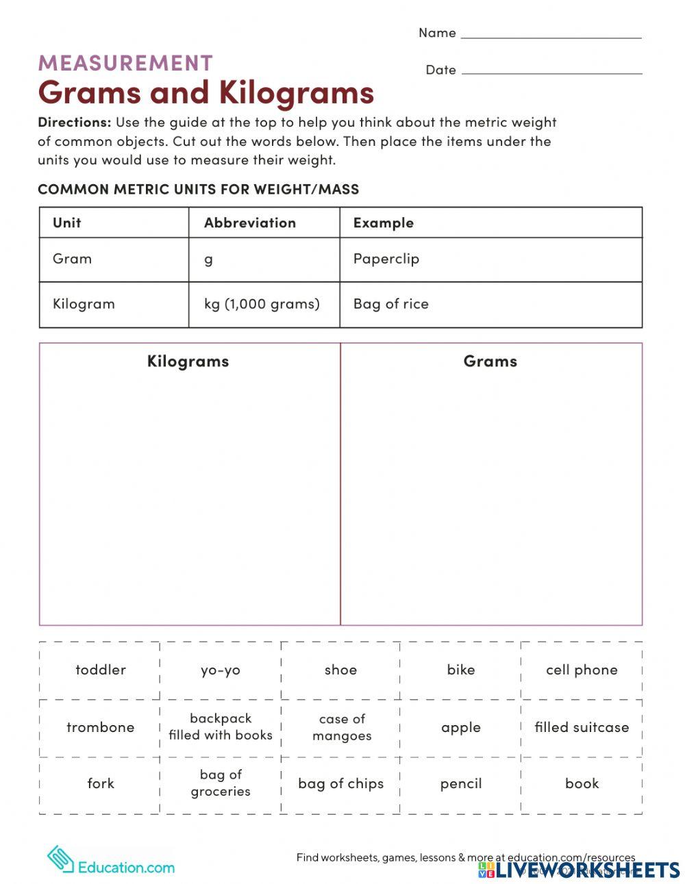 3065687 | Weight | Tameika Elliott | LiveWorksheets