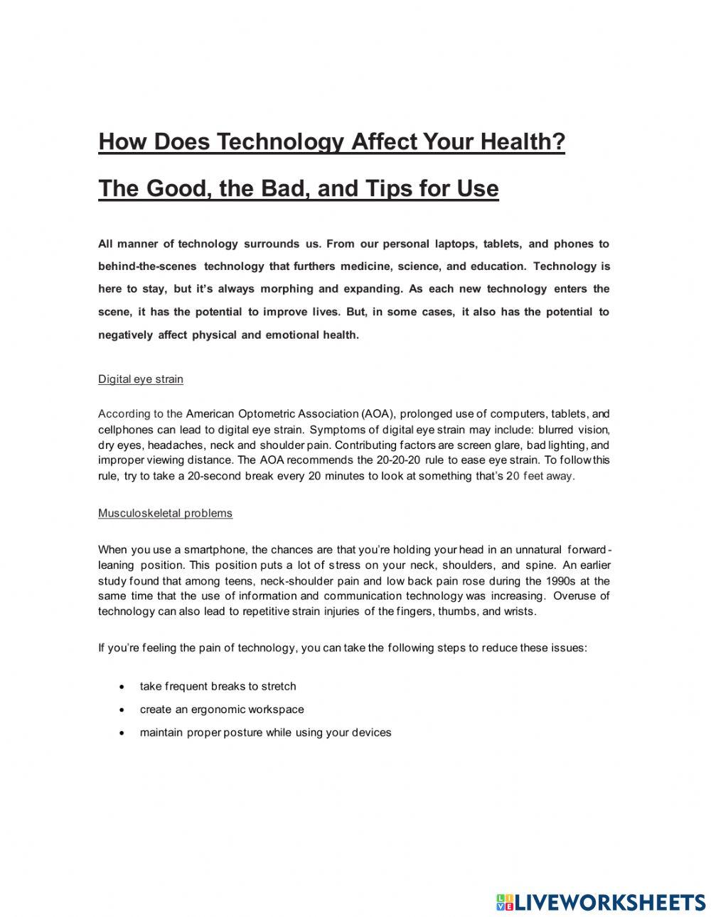 How does technology affect our health?