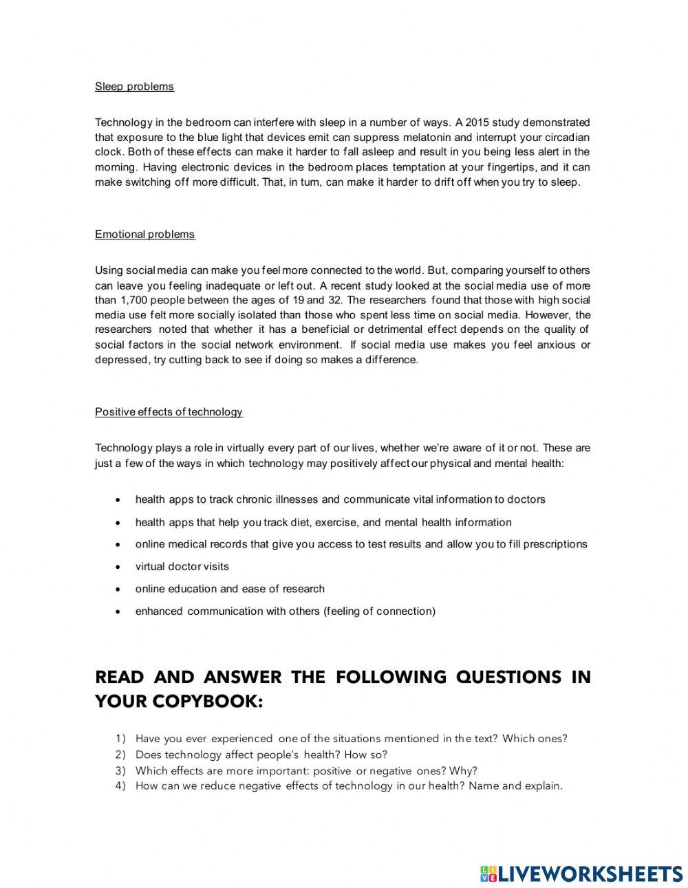 How does technology affect our health?