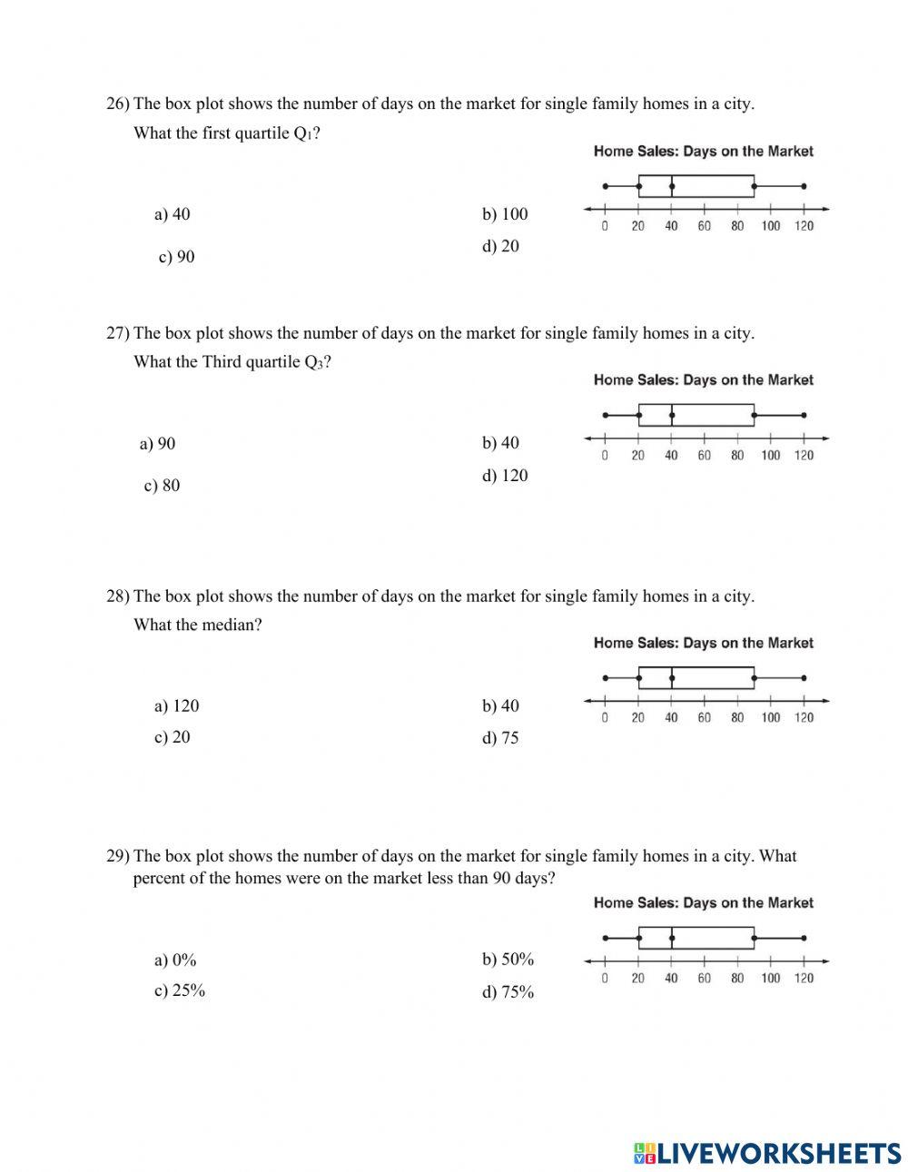 Math revision term 3 - grade 6 interactive worksheet | Live Worksheets
