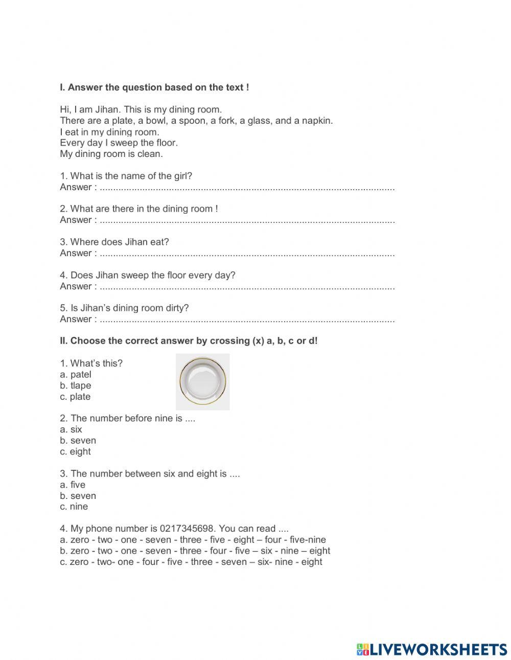 Test Practice Grade 1