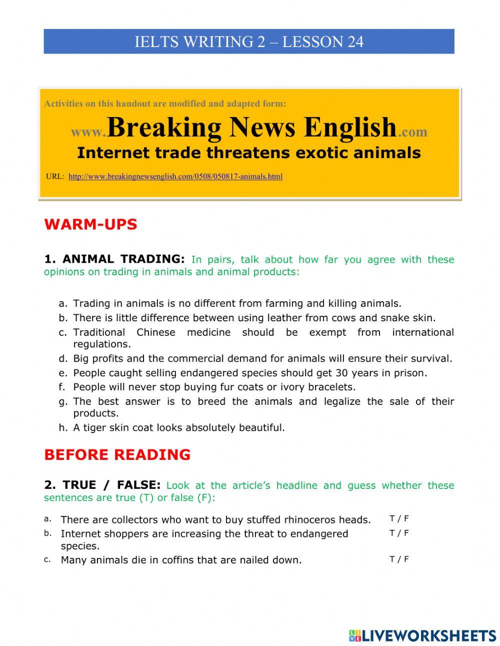 IELTS Writing 2 Lesson 24 - Endangered Species
