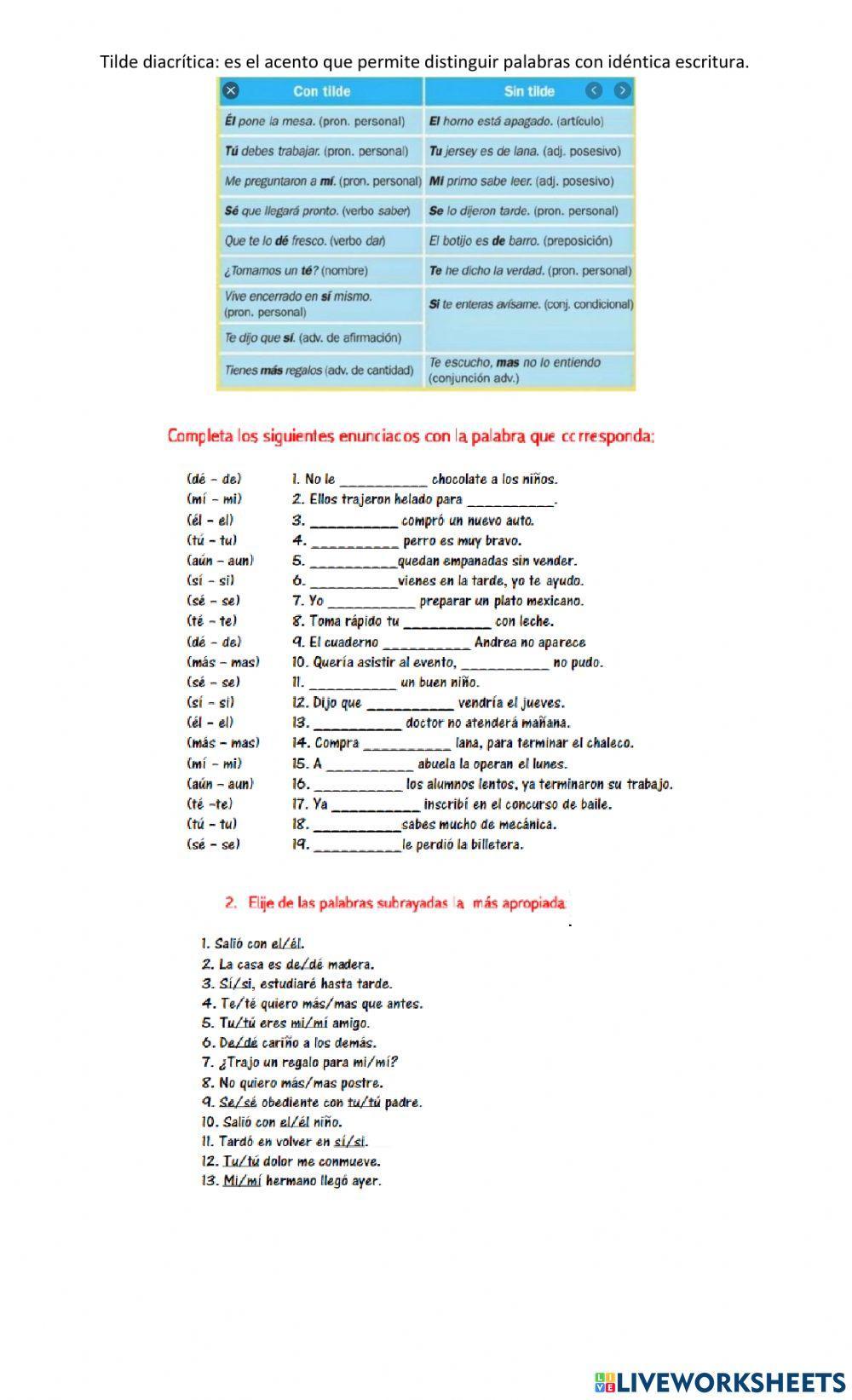 Pdf online worksheet tilde diacr tica live worksheets