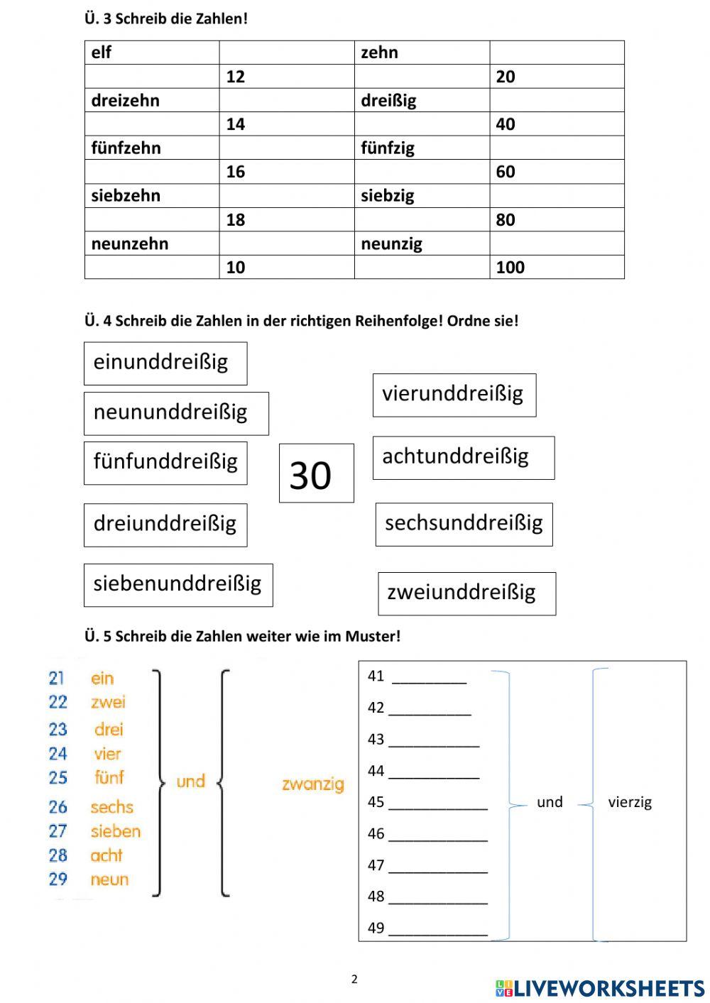 Familie und Zahlen bis 100