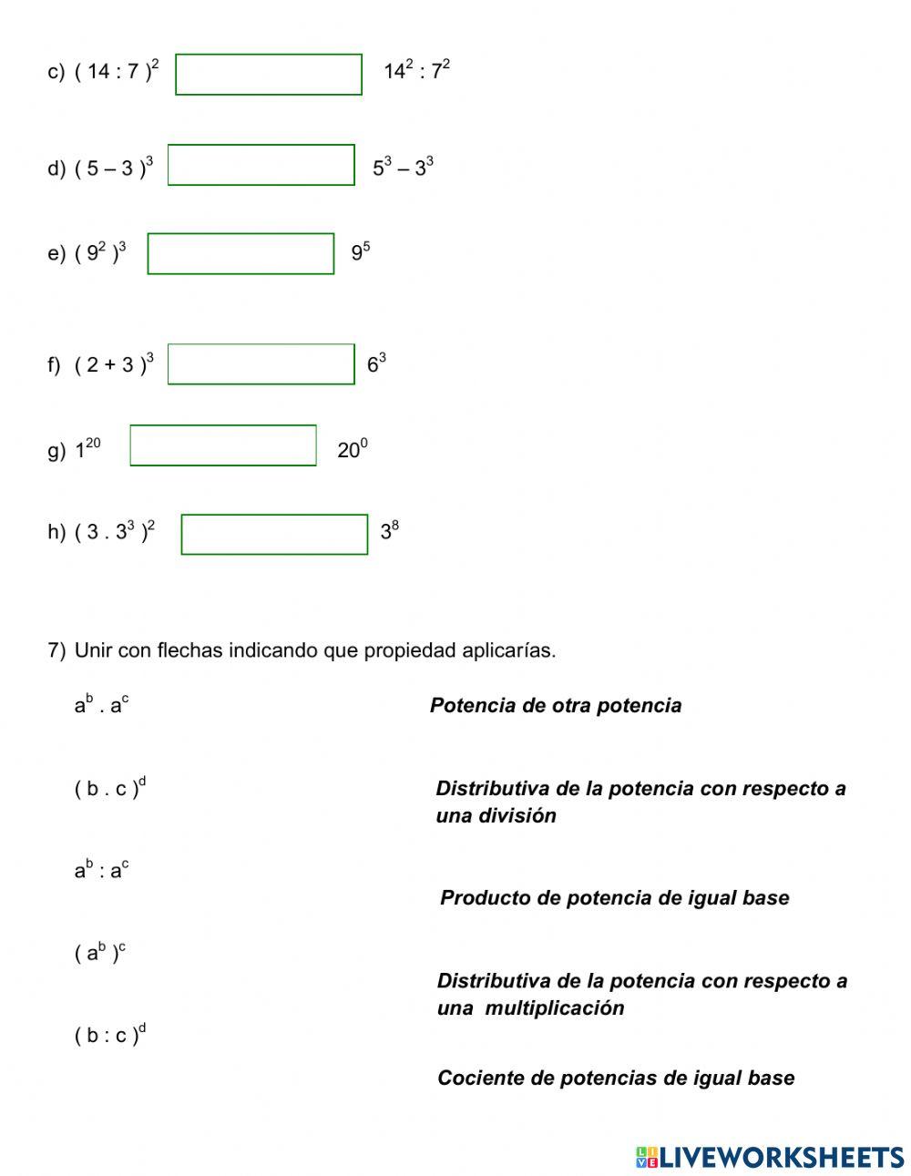 Propiedades de la potenciación con naturales
