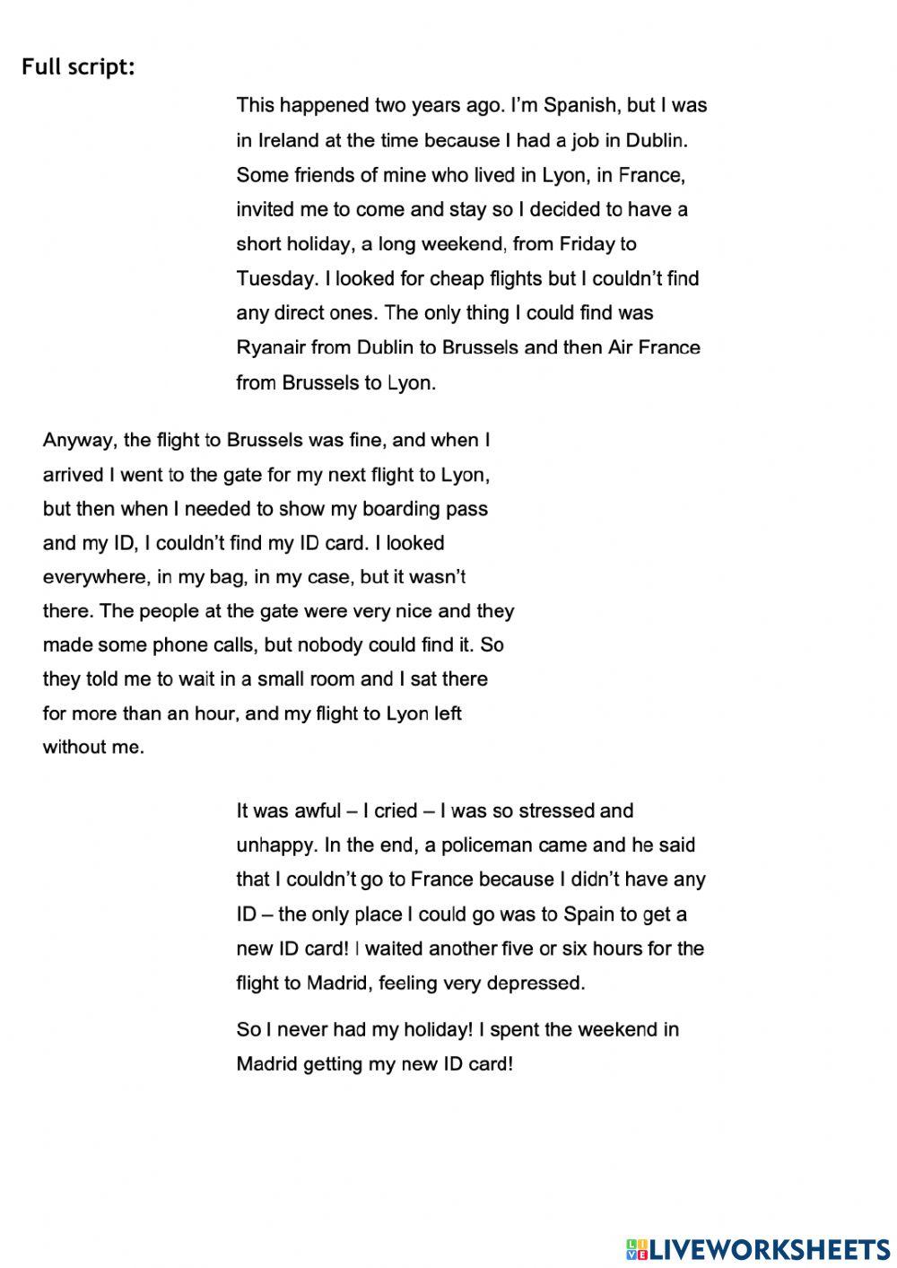 Listening:Martha and her holiday