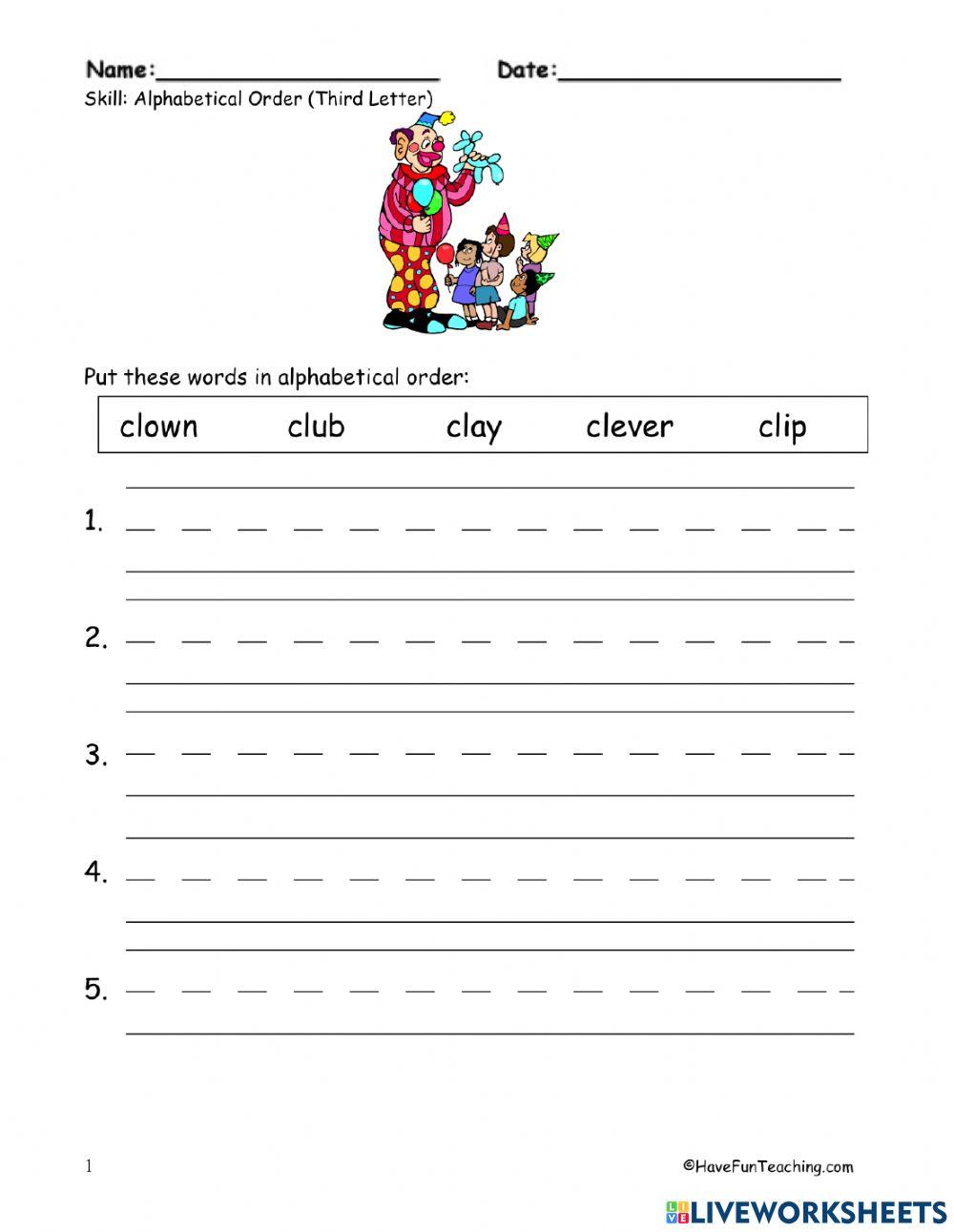 Alphabetical Order Third Letter