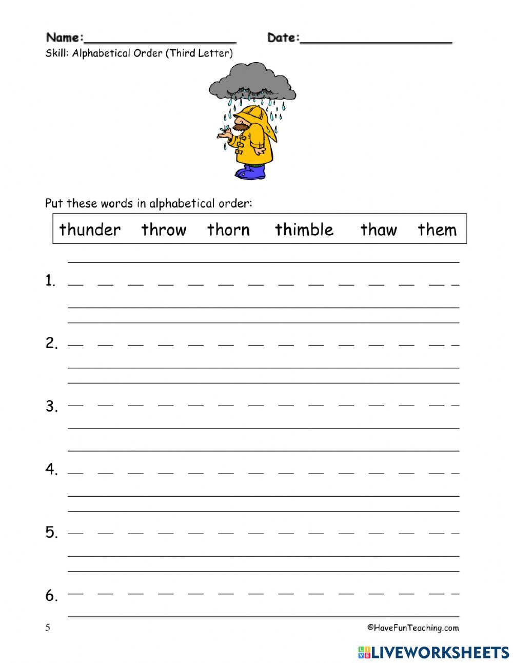 Alphabetical Order Third Letter