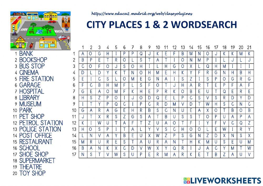 City Places - Wordsearch
