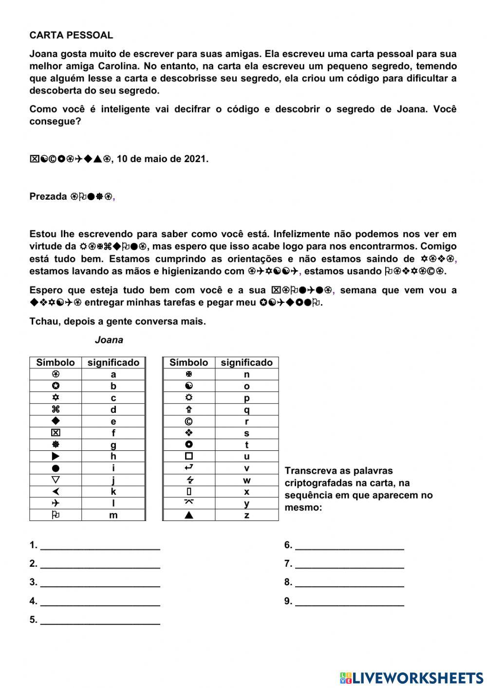 Atividade Português - 3 ano - 2 Bim