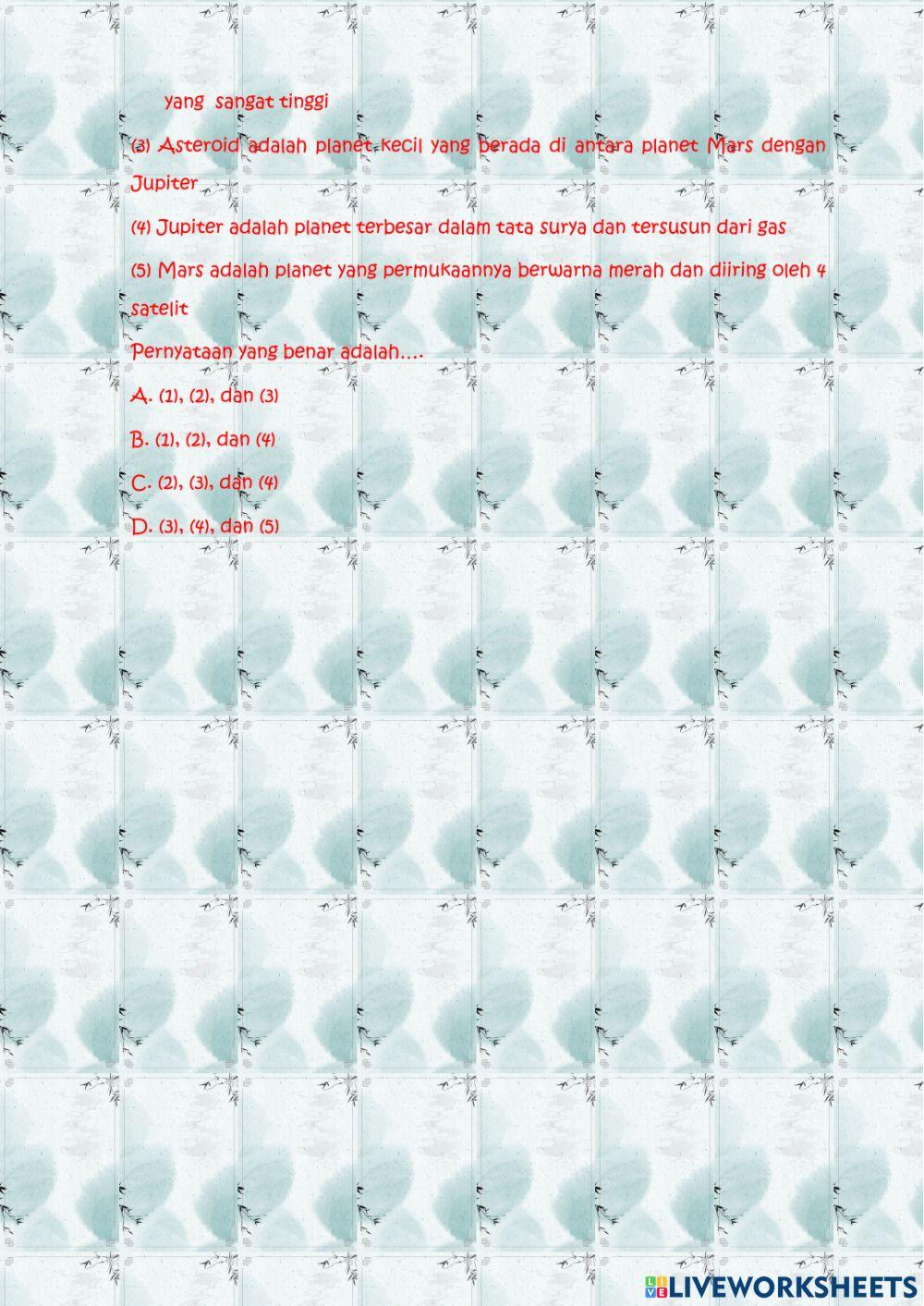 Soal evaluasi tata surya