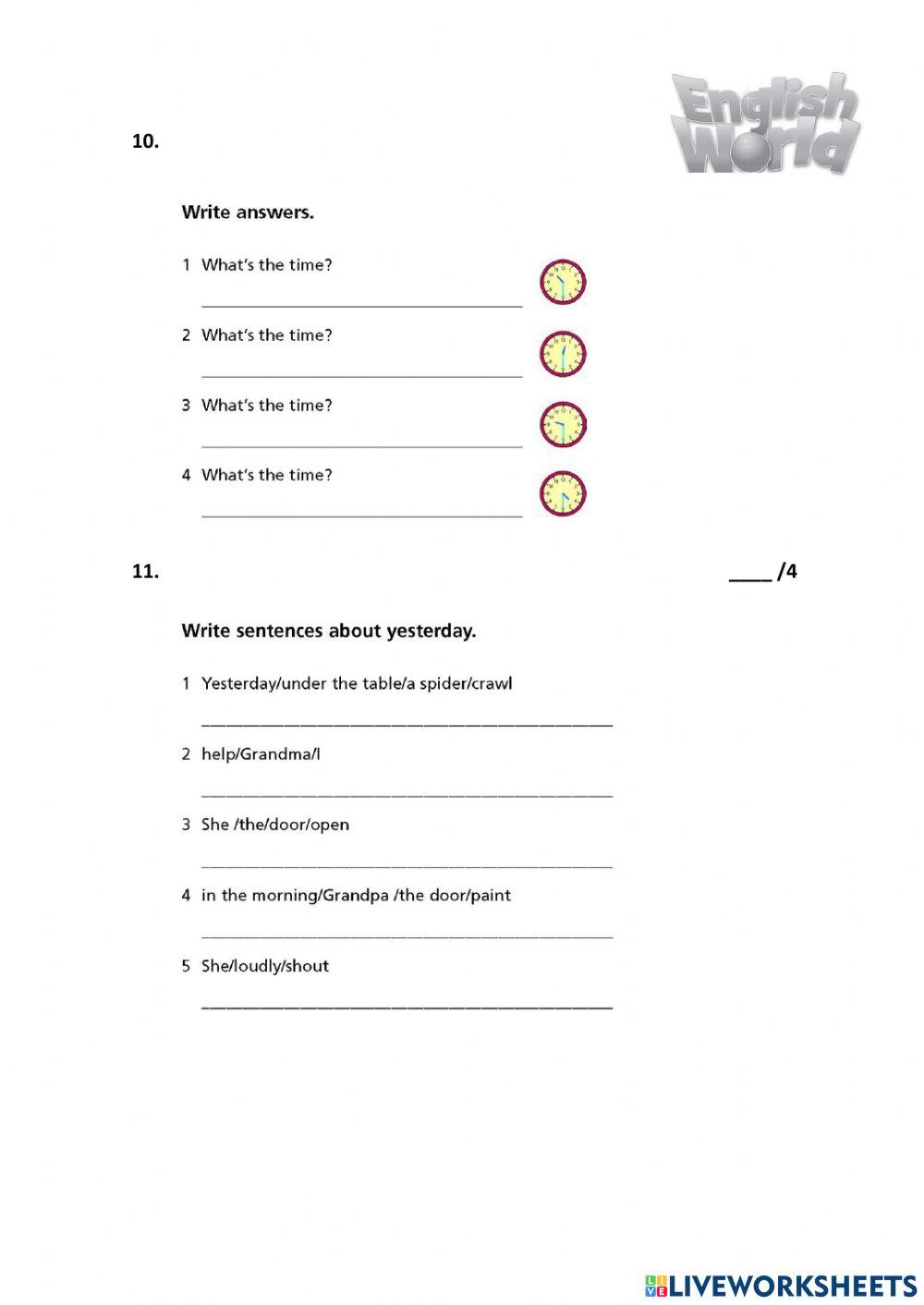 English World 2 End-of-year test